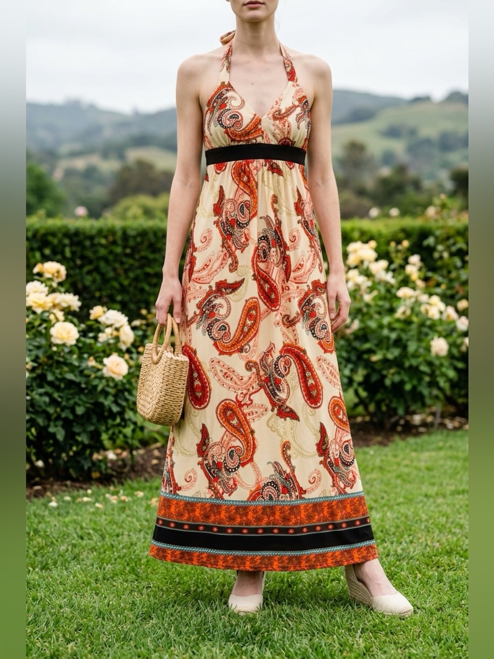 Alyn Paige Maxi Boho Dress with padded Bra in EUC
